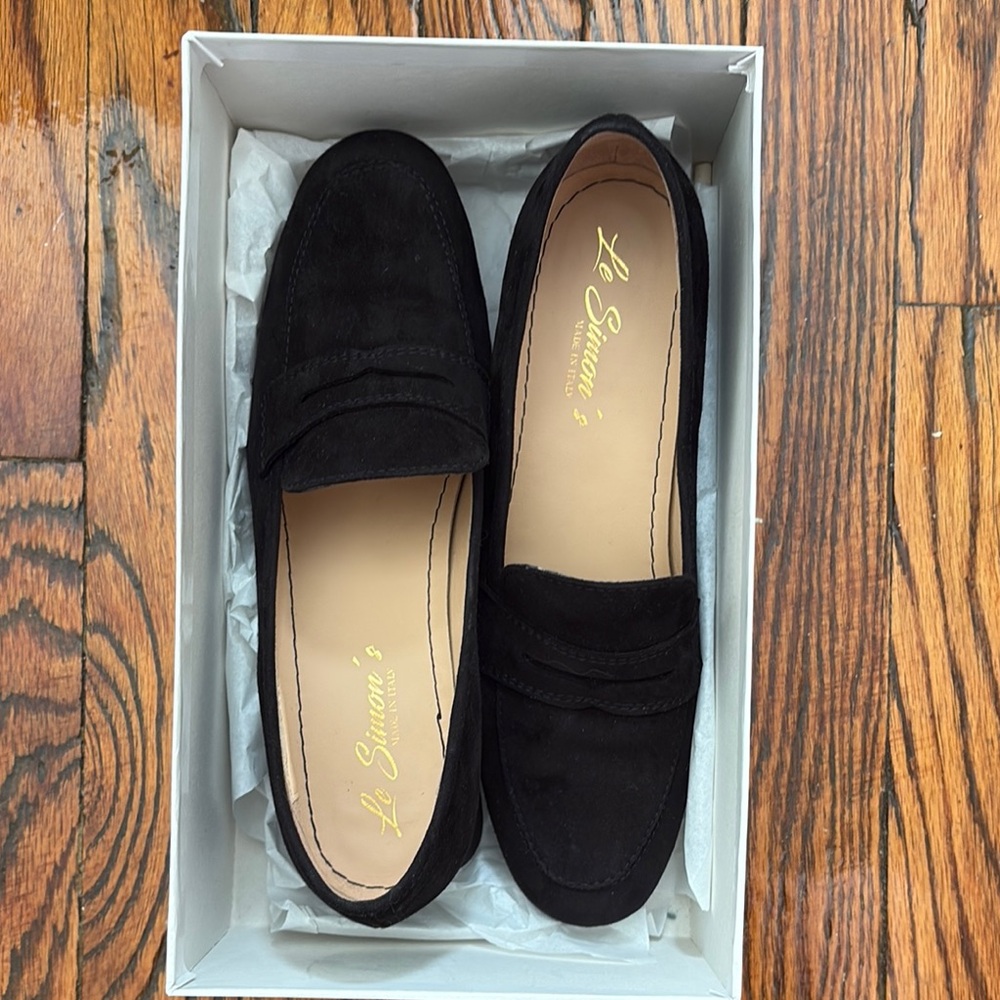 Italian Women's Black Suede Loafers